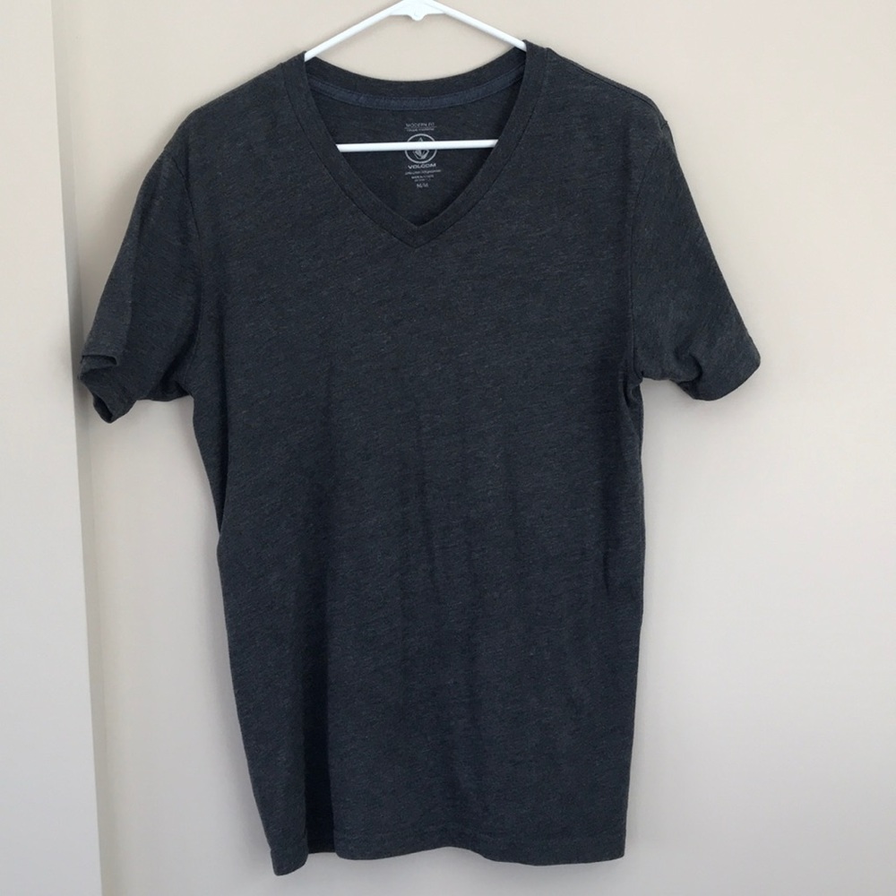 Men’s Dark Grey Volcom V-Neck T-Shirt (M)